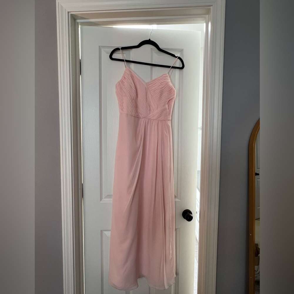Camille Sleeveless Chiffon Dress with Pleated Bodice in Blush